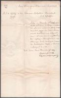 1859 Sárospatak, hivatalos levél Bodnár Ferenc polgármester-helyettes aláírásával
