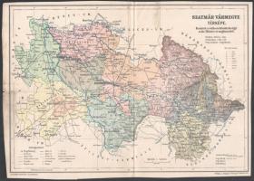 1904 Szatmár vármegye térképe, 1:425 000, Magyar Földrajzi Intézet Rt., ragasztott, 25×34 cm