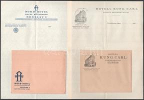 Külföldi hotelek fejléces borítékjai és levélpapírjai, kb. 17 db
