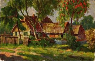 1916 Landscape art postcard. artist signed (kopott sarkak / worn corners)