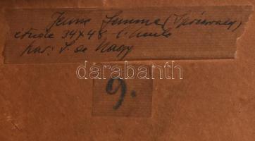 Gyügyei Nagy Zsigmond (1872 - 1932) : Piros főkötős hölgy. Olaj, kartonra kasírozott vászon. Jelezve...