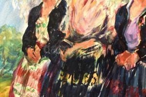 Gyügyei Nagy Zsigmond (1872 - 1932) : Asszonyok. Olaj, karton. Jelezve balra lent: S.de Nagy. Díszes...