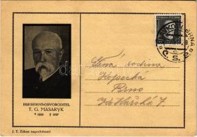 1937 Tomás Garrigue Masaryk csehszlovák elnök gyászlapja / Obituary postcard of Tomás Masaryk Czechoslovakian president (EK)