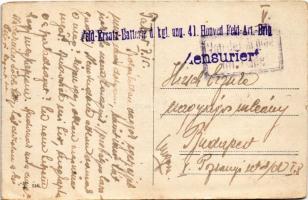 Children art postcard, girl + "Feld-Ersatz-Batterie d. kgl. ung. 41. Honvéd Feld-Art.-Brig.&quo...