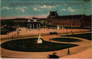 1926 Paris, Les Tuileries, lArc de Triomphe du Carrousel et la Statue de Paris 1914-1918 par Bartholomé (au premier plan) / square, tram (fl)
