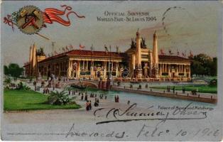 1904 Saint Louis, St. Louis; Worlds Fair. Palace of Mines and Metallurgy. Art Nouveau, silver postcard litho s: Wunderlich (EK)
