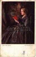 Das rote Buch! / Lady art postcard. Wiener Kunst B.K.W.I. Nr. 1274. s: Otto Herschel (fa)