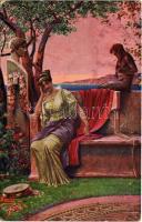 1916 V arkadii / In Arkadien / Lady art postcard (EB)