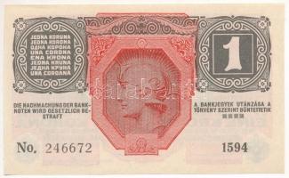 1916. 1K zöld "DEUTSCHÖSTERREICH" felülbélyegzéssel T:I,I- 
Hungary 1916. 1 Krone with gr...