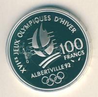 Franciaország 1990. 100Fr Ag "Téli olimpia-bobozás" T:PP