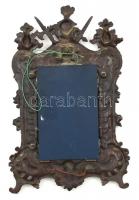 Régi fém, tükör / képkeretnek is használható, falra akasztható, szép állapotban, neorokkokós, puttós...