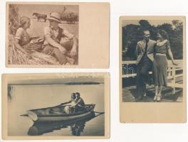 19 db MODERN magyar szocreál képeslap párokkal, vegyes minőség / 19 modern Hungarian Socialist postcards with couples, mixed quality