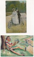 BICIKLIZÉS - 5 db régi képeslap vegyes minőségben / CYCLING - 5 pre-1945 postcards in mixed quality