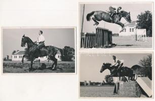3 db RÉGI magyar katonai fotó: lovas ugratás / 3 pre-1945 Hungarian military photos: horse jumping