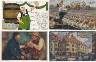 SÖRÖZÉS - 6 db régi képeslap / BEER - 6 pre-1945 postcards