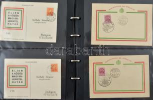 86 db RÉGI magyar képeslap és levelezőlap albumban: irredenta, "visszatért" bélyegzések, k...