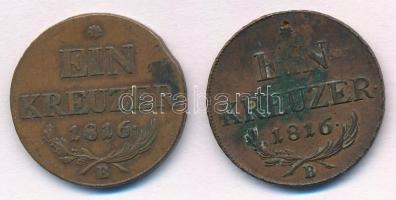 1816B 1kr Cu (2x) T:2-,3 ph. Huszár 2058, Unger III.: 1406.a