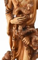Kínai bölcs figura, jelzés nélkül, antikolt halcsont őrlemény, jelzés nélkül, m: 36 cm