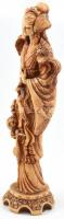 Kínai női figura, jelzés nélkül, antikolt halcsont őrlemény, jelzés nélkül, m: 36 cm