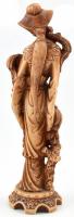 Kínai női figura, jelzés nélkül, antikolt halcsont őrlemény, jelzés nélkül, m: 36 cm