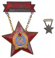 1956. Szakma kiváló dolgozója - Könnyűipar Rákosi-címeres zománcozott kitüntetés hátlapon 75296 sorszámmal, miniatűrrel, eredeti tokban T:2