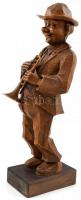 Trombitás, faragott fa szobor, trombitája sérült m: 40 cm