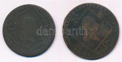 1807B 15kr Cu "I. Ferenc" + 1807S 30kr Cu "I. Ferenc" T:3