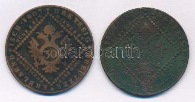 Ausztria 1807A 30kr Cu (2x) T:3 Austria 1807A 30 Kreuzer Cu (2x) C:F Krause KM#2149