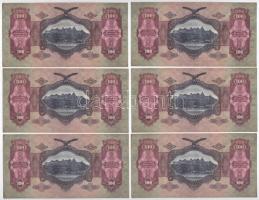 1930. 100P (6x) "*E 059 089954-089959" sorszámkövetők T:II,II- hullámos papír, folt
Adamo...