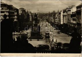1956 Praha, Prag; Václavské námestí / square, tram (EB)