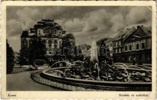 1942 Kassa, Kosice; színház és szökőkút / theatre and fountain (EK)