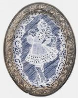 Ezüst (Ag) képkeret vékony ezüst lemez borítással, ovális és kerek, 5 db, hátoldalon műanyag betétte...