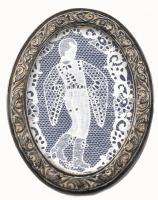 Ezüst (Ag) képkeret vékony ezüst lemez borítással, ovális és kerek, 5 db, hátoldalon műanyag betétte...