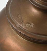 Orosz cári szamovár XIX. sz. Réz, porcelán gombokkal. Kopott, hiányos, Jelzett, m: 35 cm