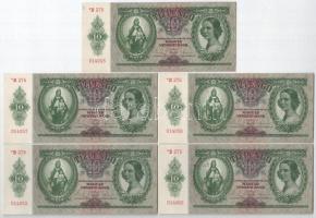 1936. 10P (5x) egy sorszámkövető pár, a többi közeli és egyugrású sorszámmal T:I- az egyiken foltok Adamo P9