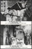 cca 1961 ,,Mi ketten, meg a ló című francia film jelenetei és szereplői (köztük Roger Pierre, Jean-Marc Thibault), 13 db vintage produkciós filmfotó, ezüst zselatinos fotópapíron, a használatból eredő kisebb hibákkal, 18x24 cm