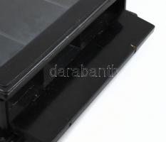 Régi fa szivartartó doboz / humidor, kulccsal, kopott, 33x29x10cm