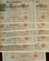 Német Birodalom / Császárság 1910. 1000M piros pecséttel (50x) T:II,II/III