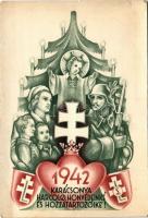 1942 Karácsonya Harcoló honvédeinké és hozzátartozóiké. Leventeifjúság honvédkarácsonya / WWII Hungarian military art postcard with Christmas greeting s: Légrády S. (EB)