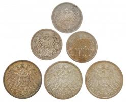 Német Birodalom 1905-1915. 1/2M Ag (3xklf) + 1M Ag (3xklf) T:2,2- patina
German Empire 1905-1915. 1...