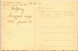 1938 Brassó, Kronstadt, Brasov; Magyar nap a Kolping-mozgalom szervezésében a Főtéren, háttérben a F...