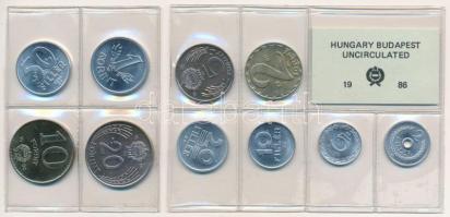 1986. 2f-20Ft (10xklf) érmés forgalmi sor, két darabba vágott(?) fóliatokban T:1 Adamo FO19