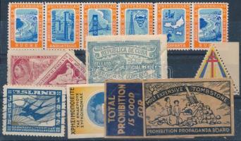 1930-1940 14 db vegyes külföldi levélzáró 1 db stecklapon