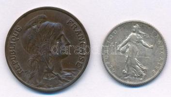 Franciaország 1899. 10c Br + 1917. 1Fr Ag T:2
France 1899. 10 Cents Br + 1917. 1 Franc Ag C:XF