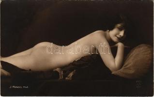 Erotikus meztelen hölgy / French erotic nude lady. J. Mandel Phot. (non PC)