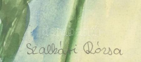 Szalkári Rózsa (1936-2017): Napraforgó. Akvarell, papír. 233x24 cm Keretben