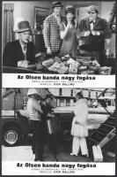 1972 ,,Az Olsen banda nagy fogása" című dán film jelenetei és szereplői, 10 db vintage produkciós filmfotó (a használatból eredő kisebb hibákkal), ezüst zselatinos fotópapíron, 18x24 cm