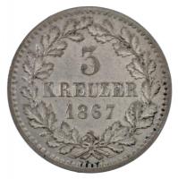 Német Államok / Baden 1867. 3kr Ag T:2 kis karc German States / Baden 1867. 3 Kreuzer Ag C:XF small scratch Krause KM# 246