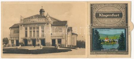 Klagenfurt (Kärnten), Stadttheater / theatre. folding leporellocard with 4 pictures (EK)