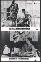 1967 ,,Minden nő bolondul érte" című francia film jelenetei és szereplői (köztük Robert Hirsch), 13 db vintage produkciós filmfotó (a használatból eredő kisebb hibákkal), ezüst zselatinos fotópapíron, 18x24 cm